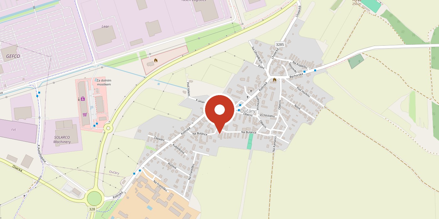 Mapa s vyznačenou adresou Kolínská 167, Ovčáry, 280 02